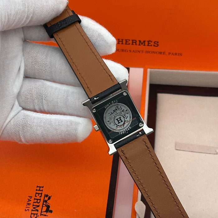 H Silver Stress With Black Strap Watch