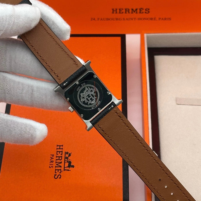 Chrono H Gold Diamond Dial With Black Leather Strap Watch