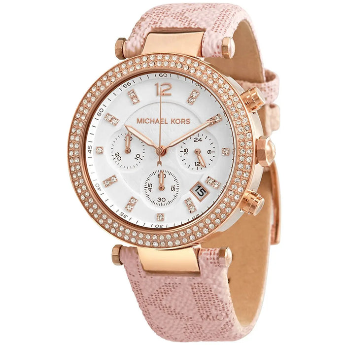 Michael Kors Watch For Women Parker MK6935 With White Dial Polyurethane Chloride Strap Authentic
