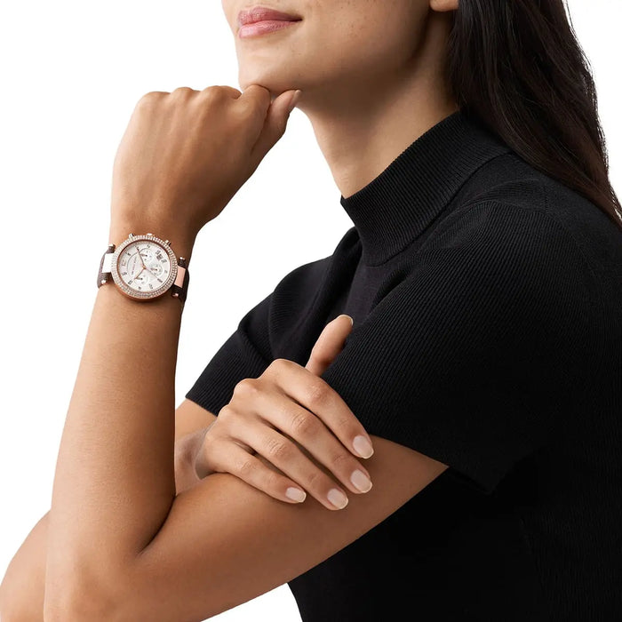Michael Kors Watch For Women Parker MK6917 With White Dial Polyurethane Chloride Strap Authentic