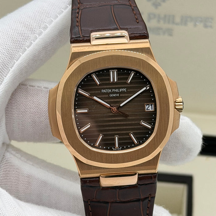 Patek Philippe Nautilus Date Sweep Seconds (Rose Gold / Brown Dial) 5711R-001 - Swiss Super Clone
