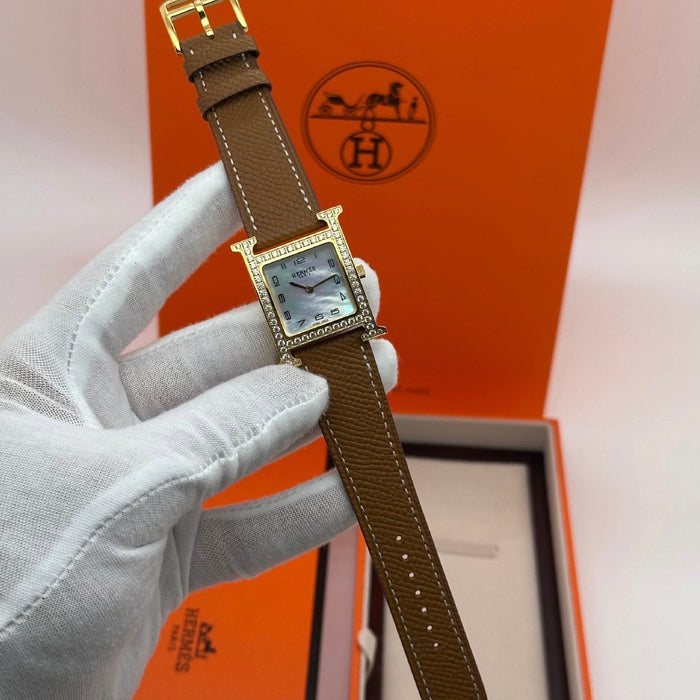 H Gold Stress With Tan Leather Strap Watch