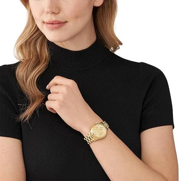 Michael Kors Lexington MK7377 Chronograph Ladies Champagne Dial Gold Stainless Steel Strap Authentic