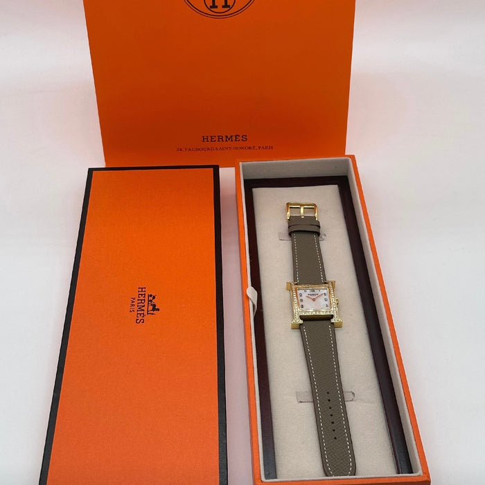 H Gold Stress With Tan Strap Watch