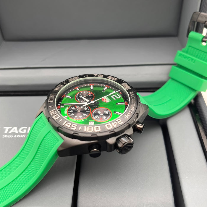TAG Heuer Formula 1 Quartz Chronograph vibrant green dial and matching green rubber strap