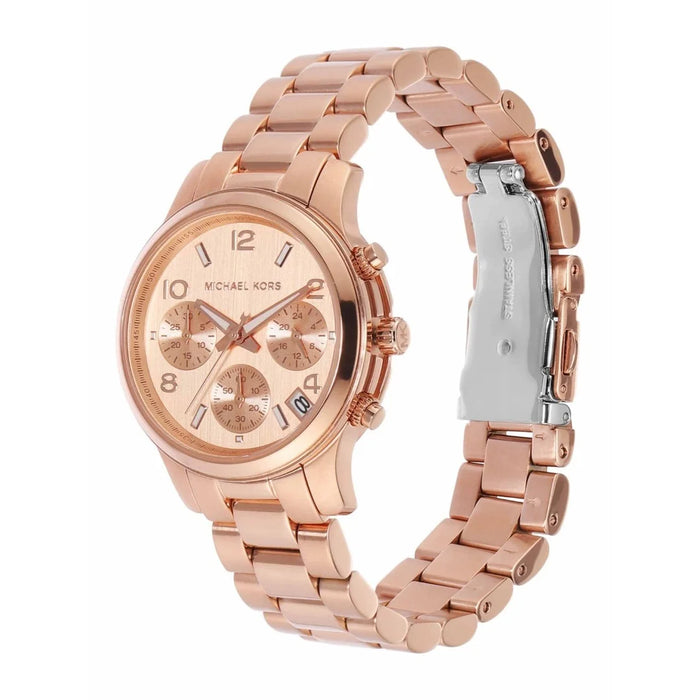 Michael Kors Mini Runway Chronograph Stainless Steel Case, MK7327 Authentic
