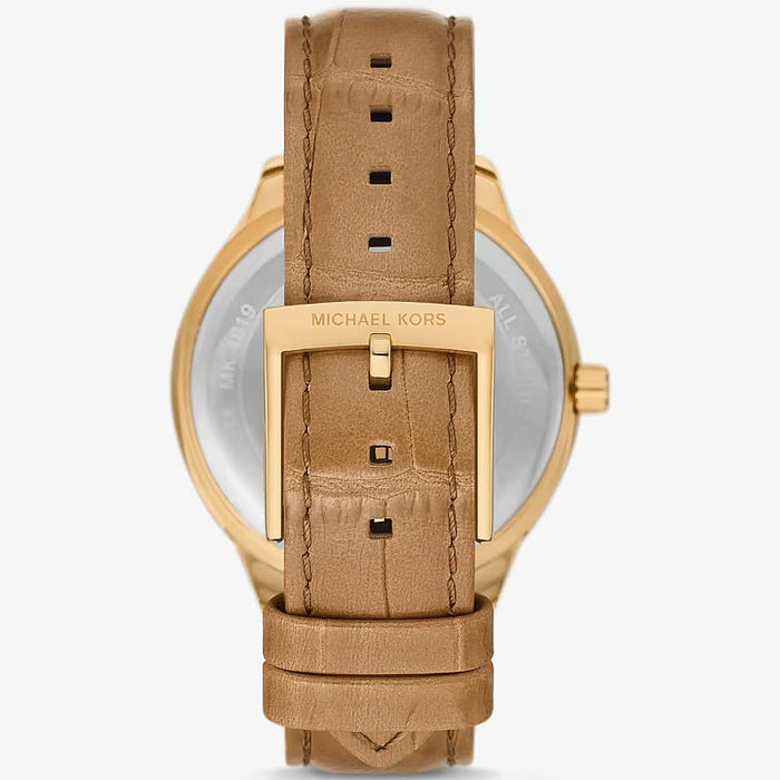 Michael Kors Sage Pavé Gold-Tone and Crocodile Embossed Leather Watch MK4819
