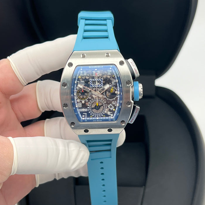 Richard Mille RM011AJTI/111 Flyback Chronograph Titanium – Blue Edition | Swiss Super Clone Automatic Skeleton