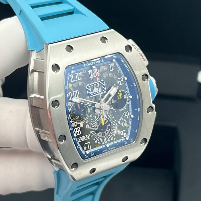 Richard Mille RM011AJTI/111 Flyback Chronograph Titanium – Blue Edition | Swiss Super Clone Automatic Skeleton