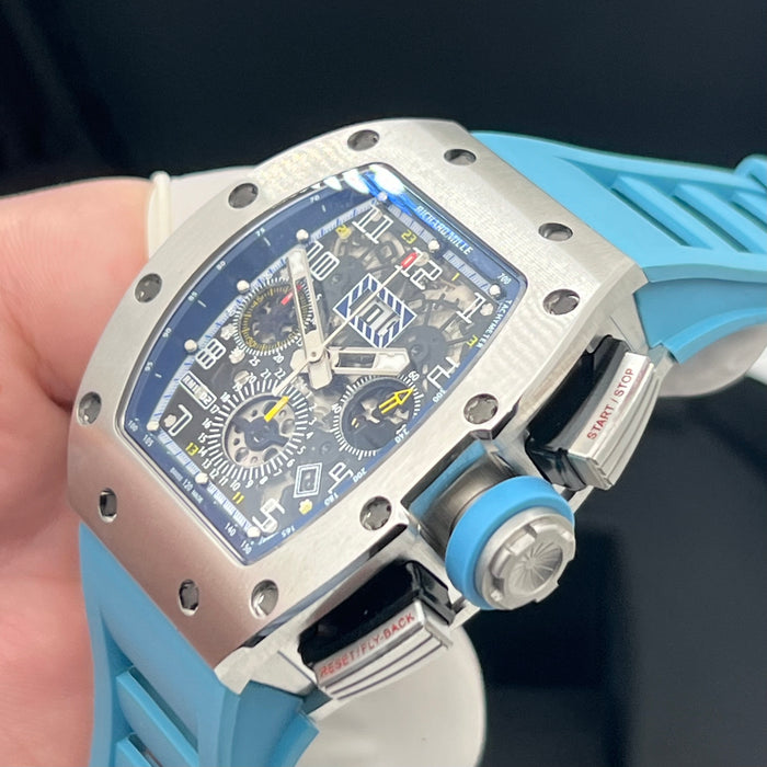 Richard Mille RM011AJTI/111 Flyback Chronograph Titanium – Blue Edition | Swiss Super Clone Automatic Skeleton