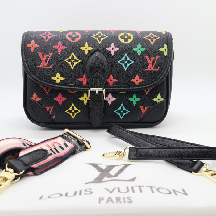 Louis Vuitton Multicolor Monogram Flap Bag in Cream Leather