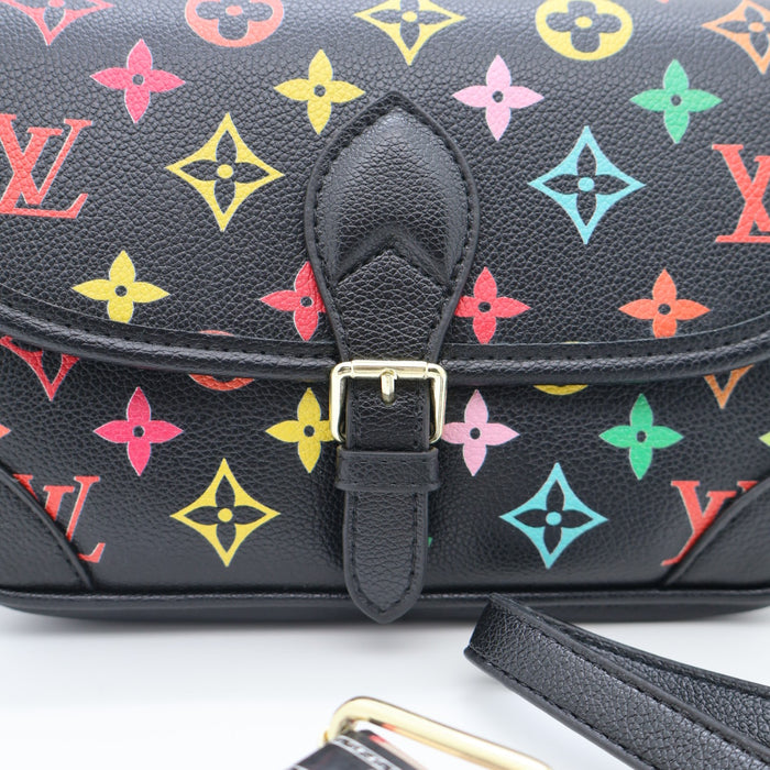 Louis Vuitton Multicolor Monogram Flap Bag in Cream Leather