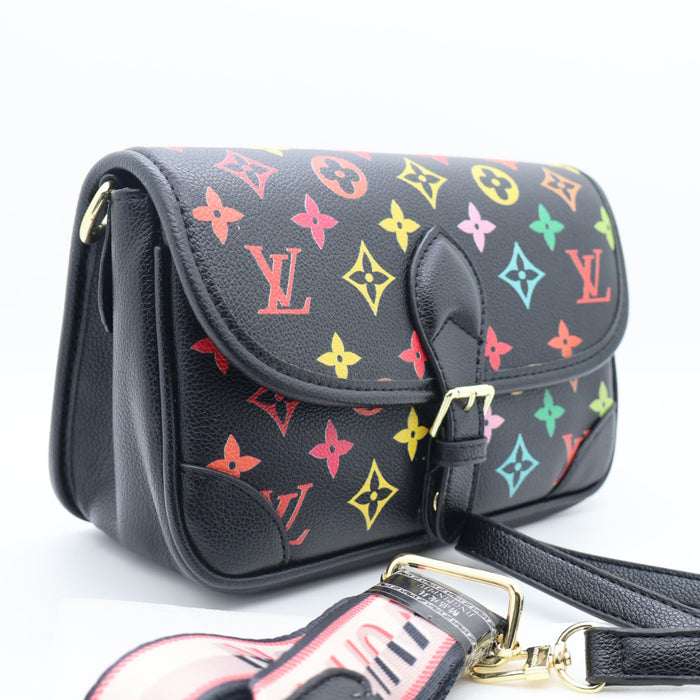 Louis Vuitton Multicolor Monogram Flap Bag in Cream Leather