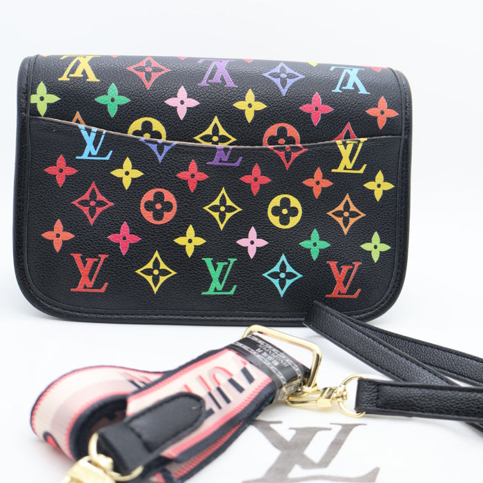 Louis Vuitton Multicolor Monogram Flap Bag in Cream Leather