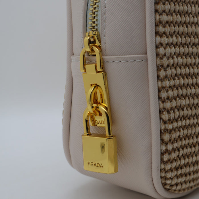 Prada Saffiano Leather Bowling Bag in Cognac with Gold Hardware