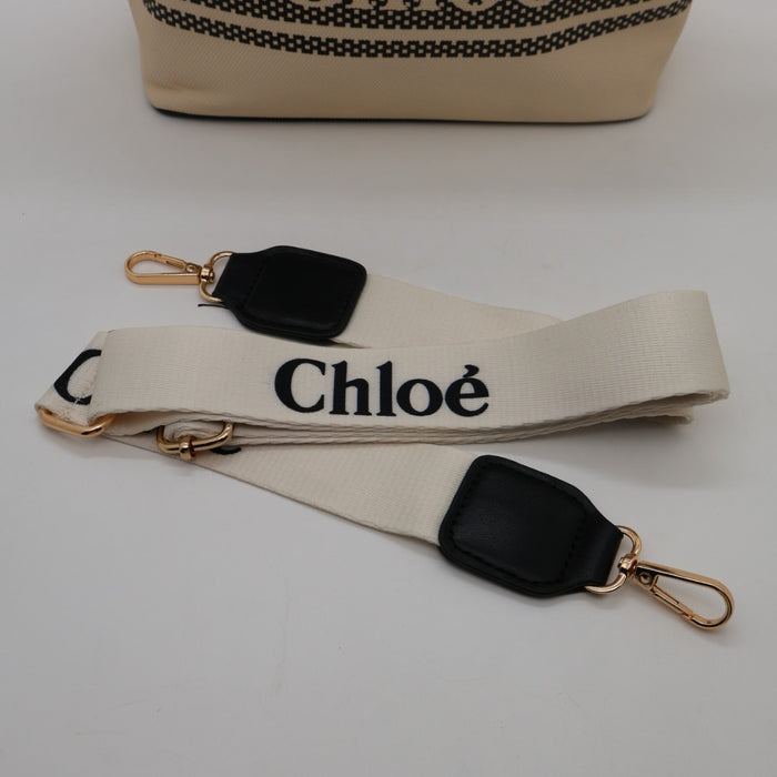 Chloé Canvas Tote Bag with Black Leather Trim