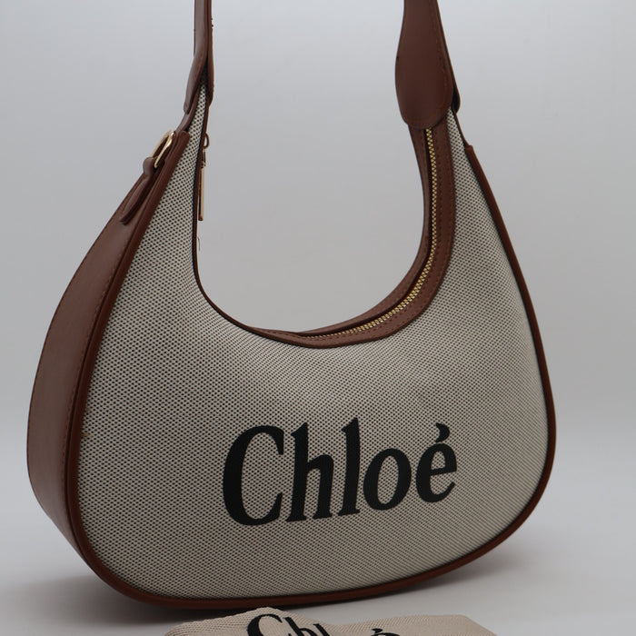 Chloé Shoulder Bag – Black Canvas with Cream Trim