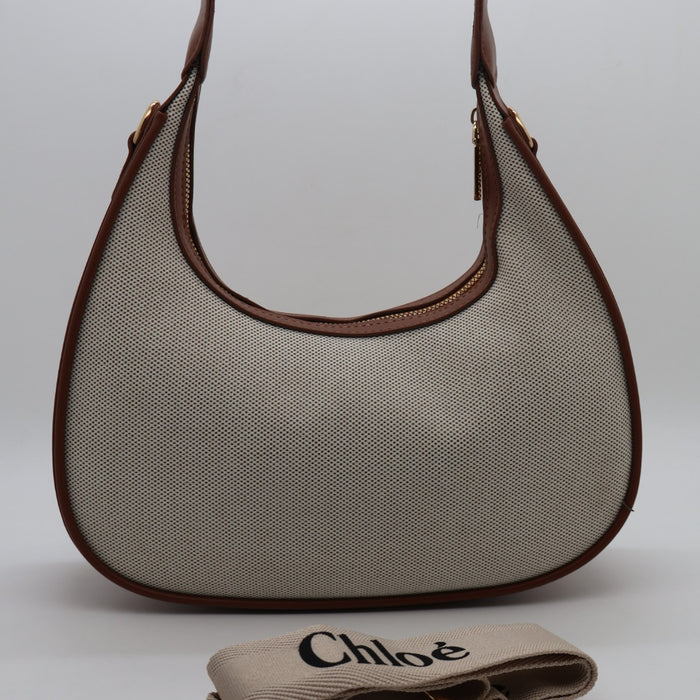 Chloé Shoulder Bag – Black Canvas with Cream Trim