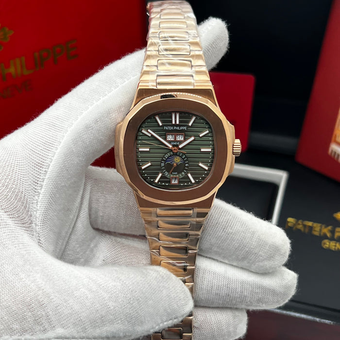Patek Philippe Nautilus Annual Calendar Moonphase – Rose Gold Green Dial
