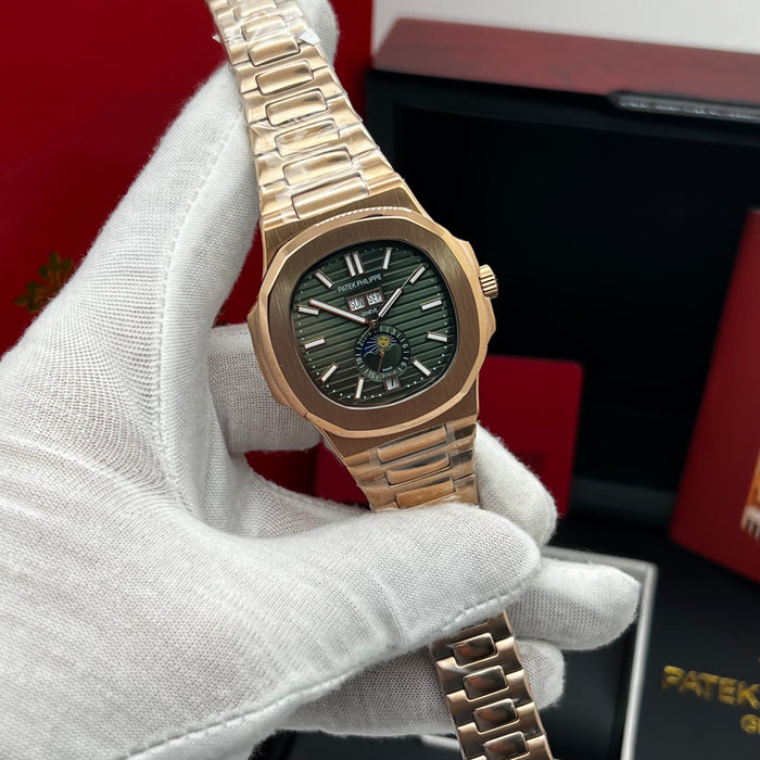 Patek Philippe Nautilus Annual Calendar Moonphase – Rose Gold Green Dial