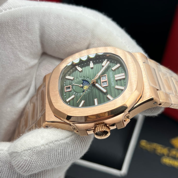 Patek Philippe Nautilus Annual Calendar Moonphase – Rose Gold Green Dial