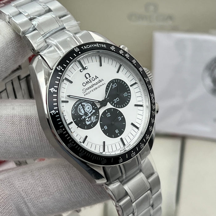 Omega Speedmaster Professional Snoopy 50th Anniversary White Dial Stainless Steel Watch