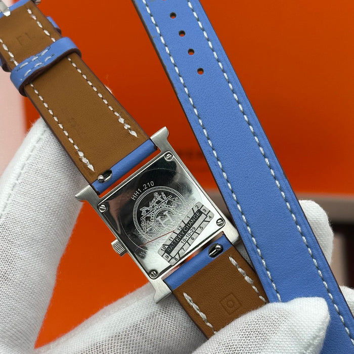 Hermes Heure H Silver With Blue Strap Watch