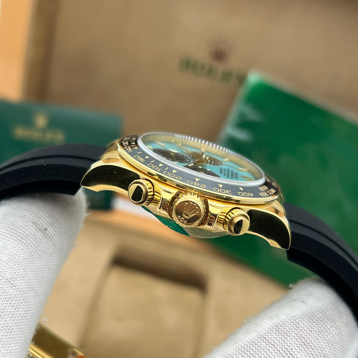 Rolex Cosmograph Daytona Yellow Gold “Tiffany Blue” Dial – Oysterflex Strap - Swiss Super Clone