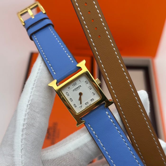 Hermes Heure H Gold With Blue Strap Watch