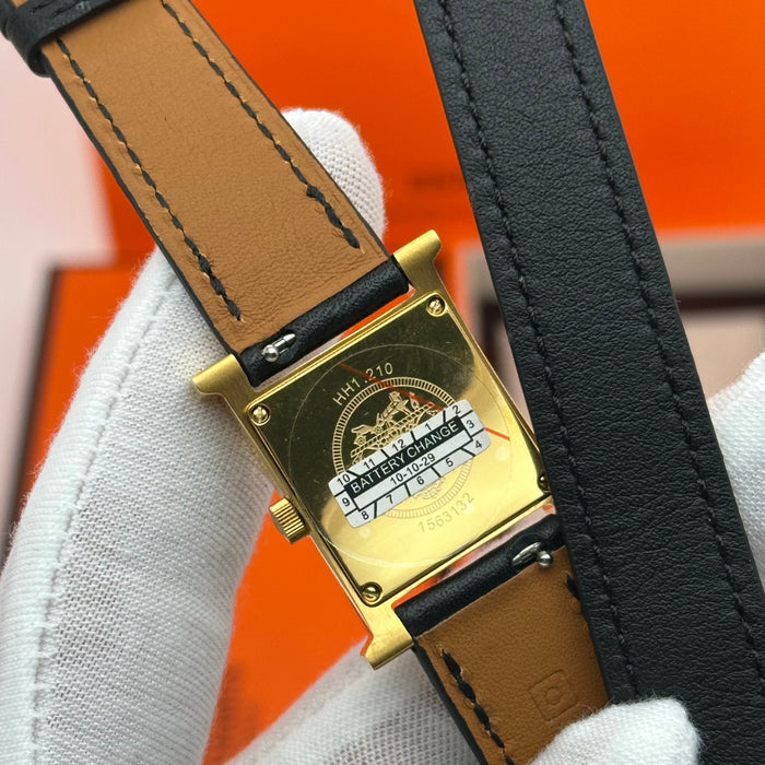 Hermes Heure H Gold With Black Strap