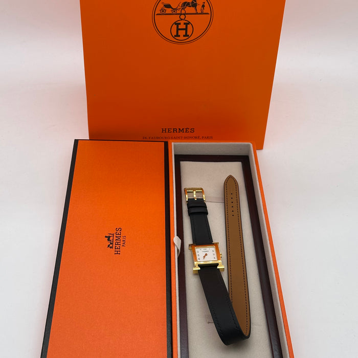 Hermes Heure H Gold With Black Strap