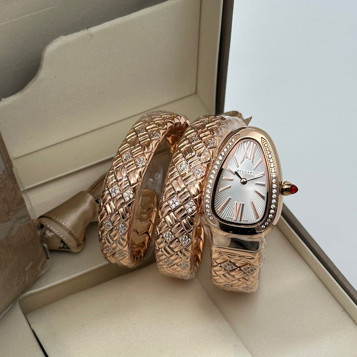 Bvlgari Serpenti Spiga Rose Gold White Dial