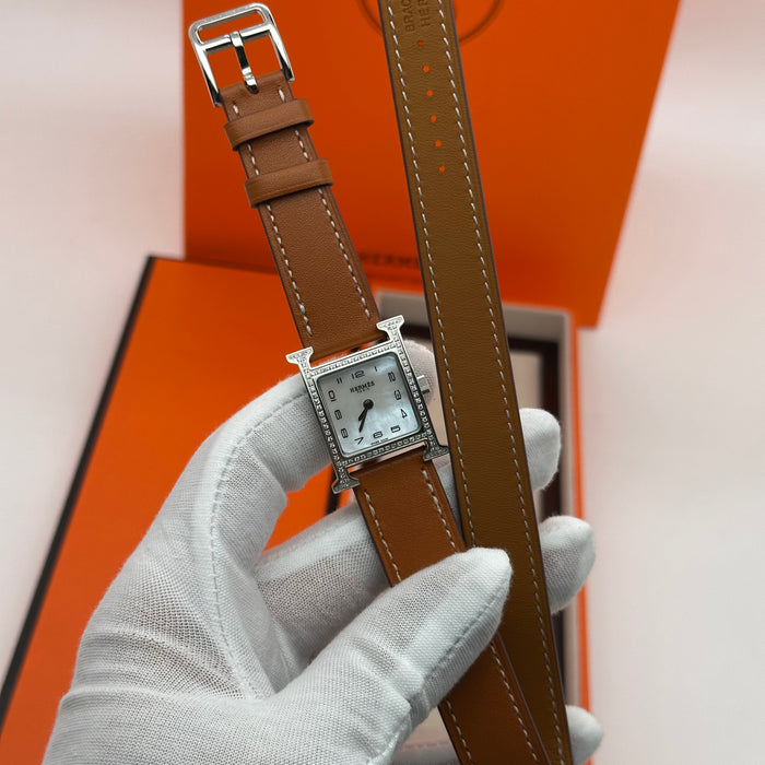 Hermes Heure Stress H Tan Strap Watch