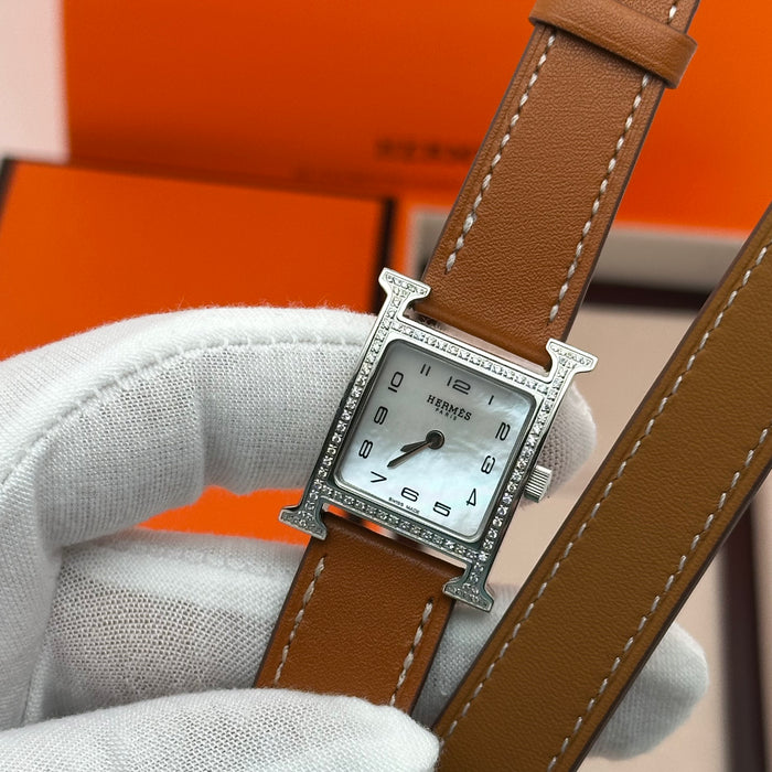 Hermes Heure Stress H Tan Strap Watch