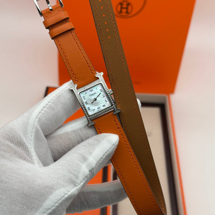 Hermes Heure Stress Orange Strap Watch