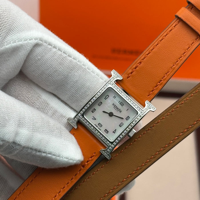 Hermes Heure Stress Orange Strap Watch