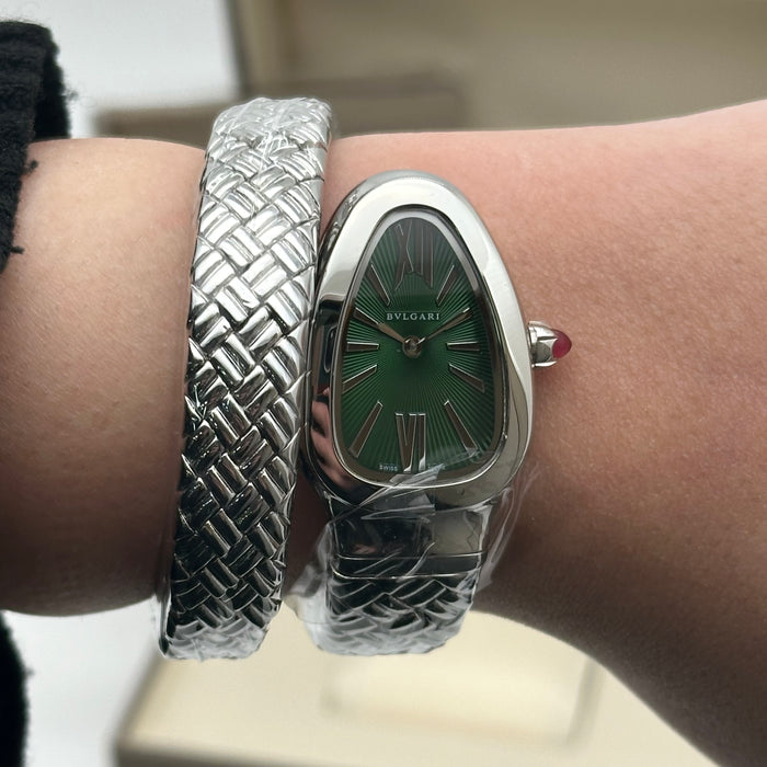 Bvlgari Serpenti Spiga Silver Green Dial
