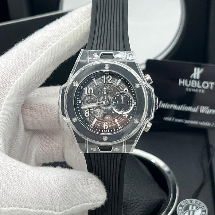 Hublot Big Bang Skeleton Chronograph 44MM – Swiss Super Clone | Black Ceramic Case - Automatic Movement