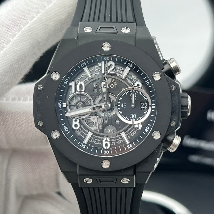 Hublot Big Bang Skeleton Chronograph 44MM – Swiss Super Clone | Black Ceramic Case - Automatic Movement