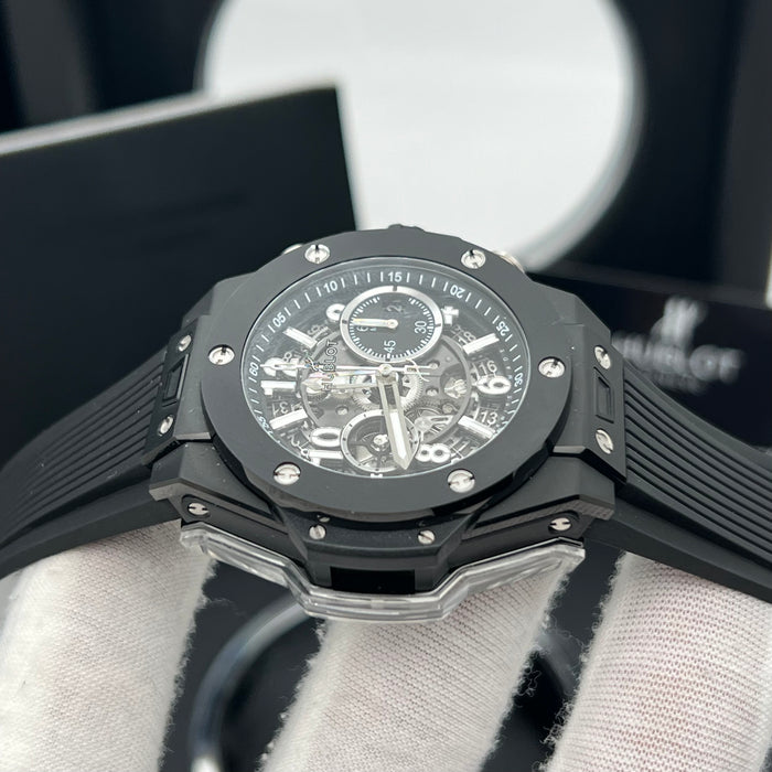 Hublot Big Bang Skeleton Chronograph 44MM – Swiss Super Clone | Black Ceramic Case - Automatic Movement