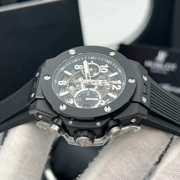Hublot Big Bang Skeleton Chronograph 44MM – Swiss Super Clone | Black Ceramic Case - Automatic Movement
