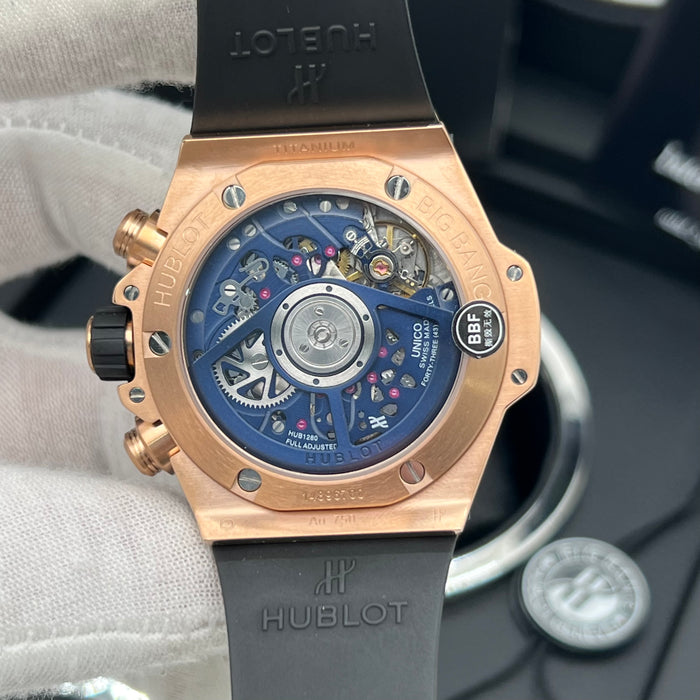 Hublot Big Bang King Gold Blue Skeleton Chronograph 44MM– Swiss Super Clone