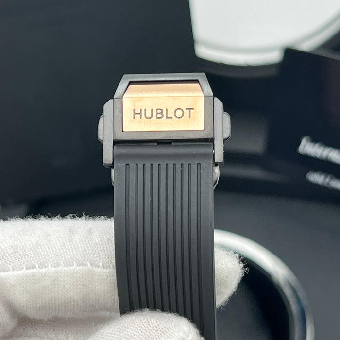 Hublot Big Bang King Gold Skeleton Chronograph 44MM– Swiss Super Clone | Rose Gold Case | Black Rubber Strap