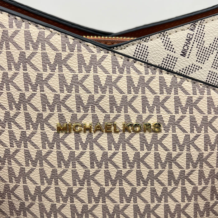Michael Kors Charlotte Large Tote Bag – Signature MK Canvas with Chain Strap