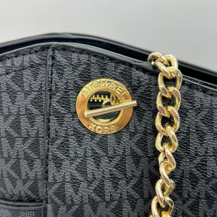 Michael Kors Charlotte Large Tote Bag – Signature MK Canvas with Chain Strap