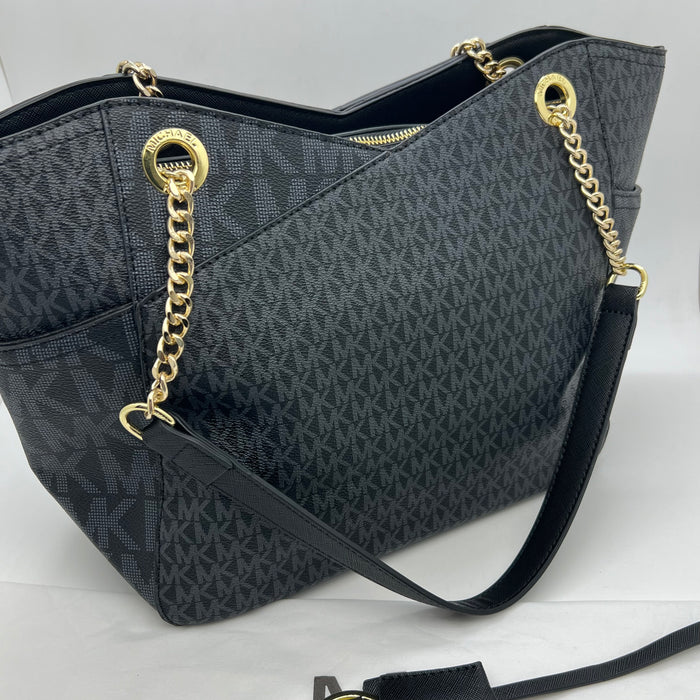 Michael Kors Charlotte Large Tote Bag – Signature MK Canvas with Chain Strap