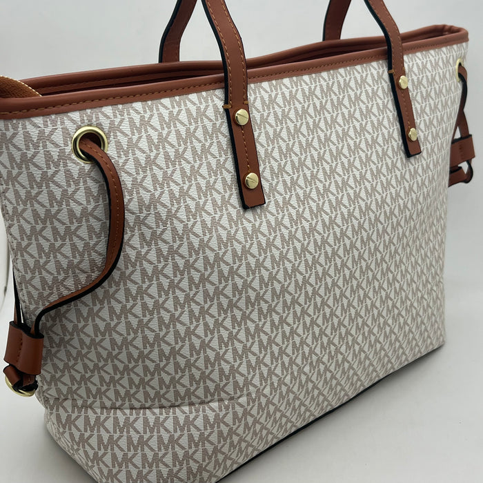 Michael Kors Jet Set Travel Large Tote Bag – Signature MK Canvas (With Pouch)