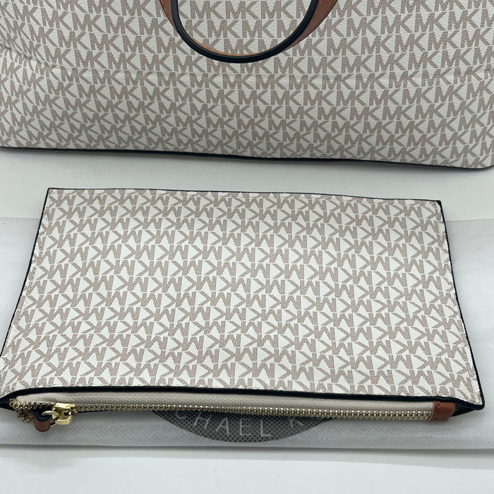 Michael Kors Jet Set Travel Large Tote Bag – Signature MK Canvas (With Pouch)