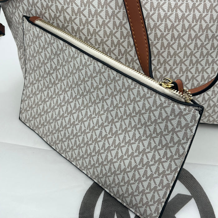 Michael Kors Jet Set Travel Large Tote Bag – Signature MK Canvas (With Pouch)