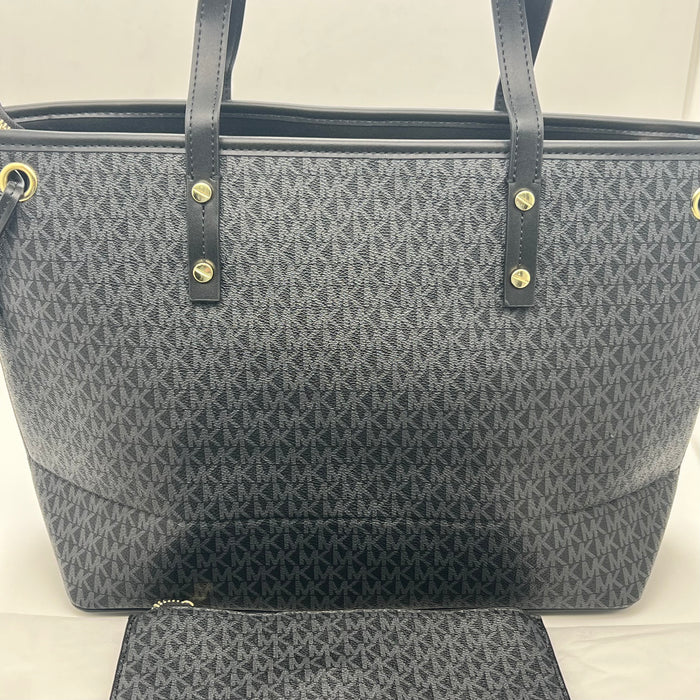 Michael Kors Jet Set Travel Large Tote Bag – Signature MK Canvas (With Pouch)